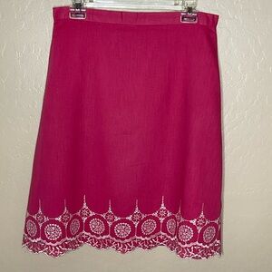 D & P Hot Pink Embroidered A Line Skirt with Back Zipped Closure